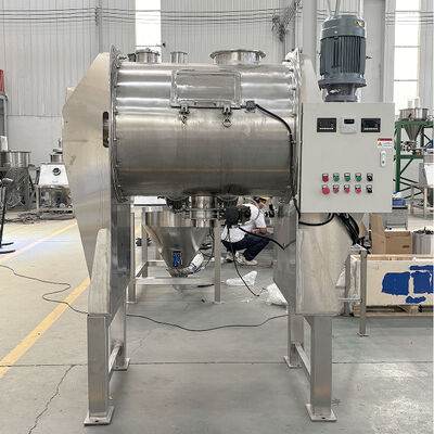 Stainless Steel Plow Mixer with PLC Control System and Pneumatic Discharge for Industrial Mixing